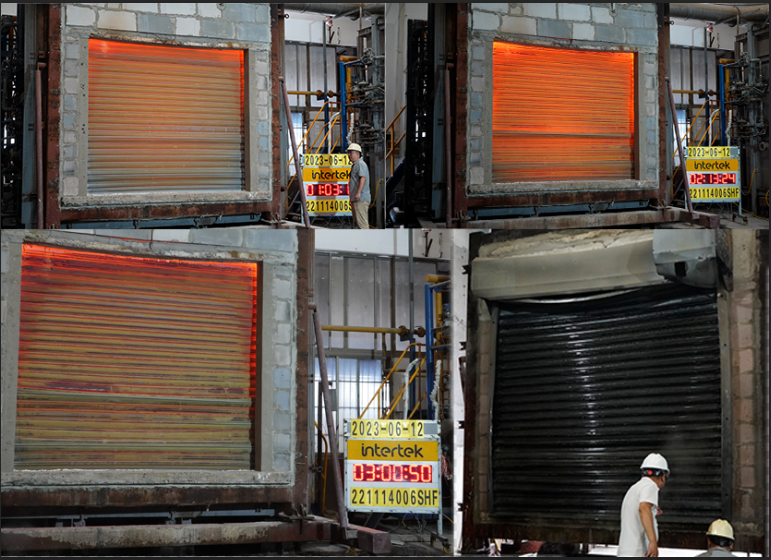 新恒邦門業美標防火卷簾門現場測試圖片